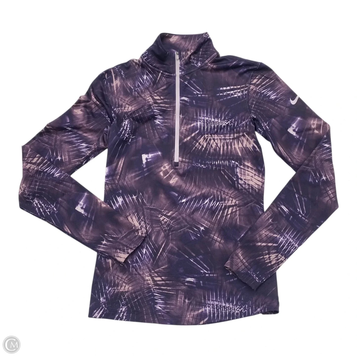 Athletic Top Long Sleeve Collar By Nike In Purple, Size: M