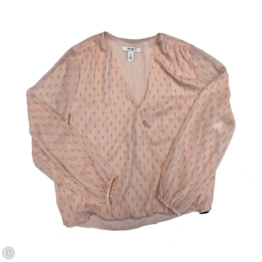 Top Long Sleeve By White House Black Market In Gold & Pink, Size: L