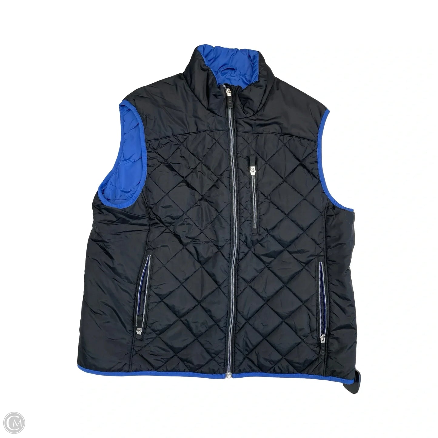 Vest Puffer & Quilted By Lands End In Black & Blue, Size: L
