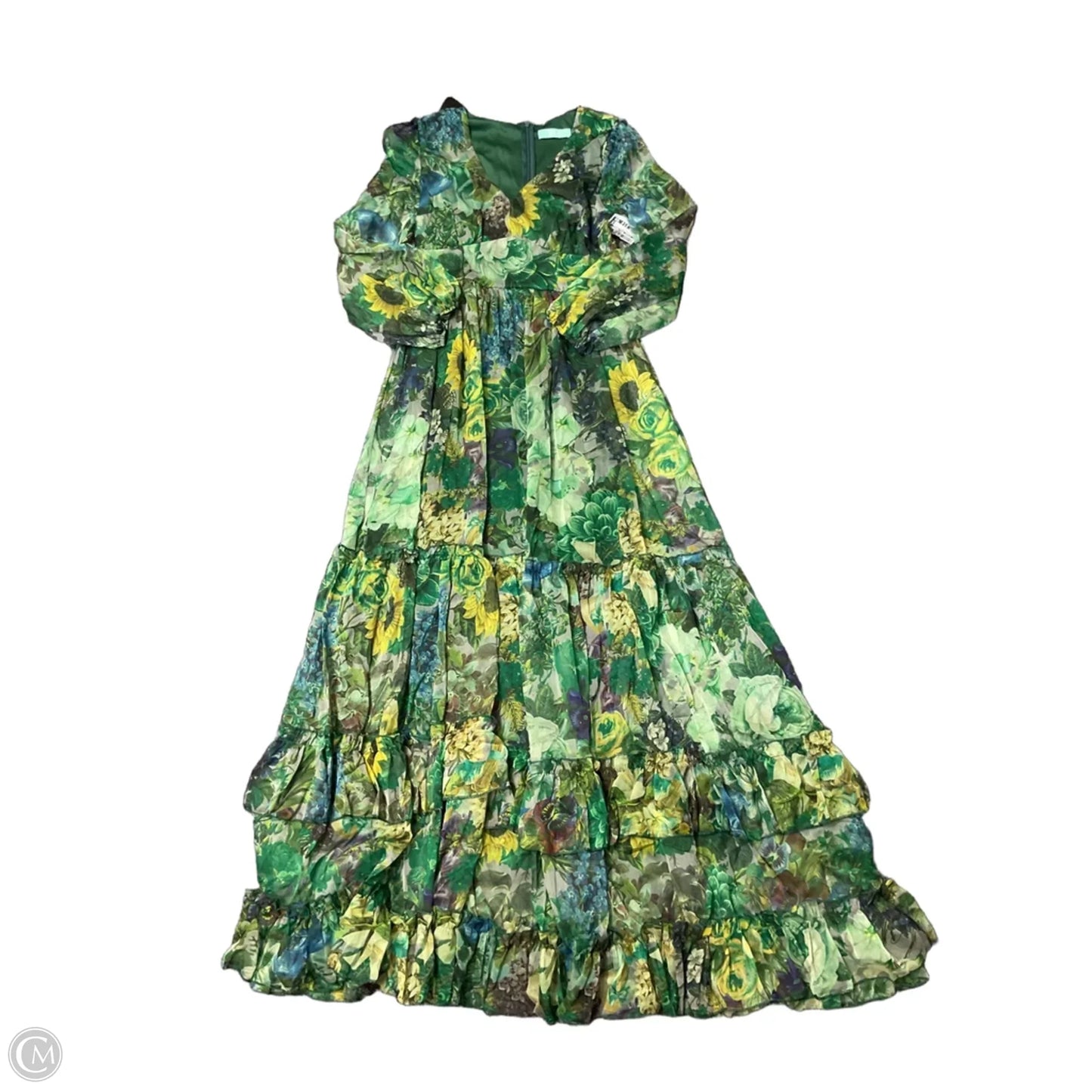 Dress Casual Maxi By Clothes Mentor In Green & Yellow, Size: S