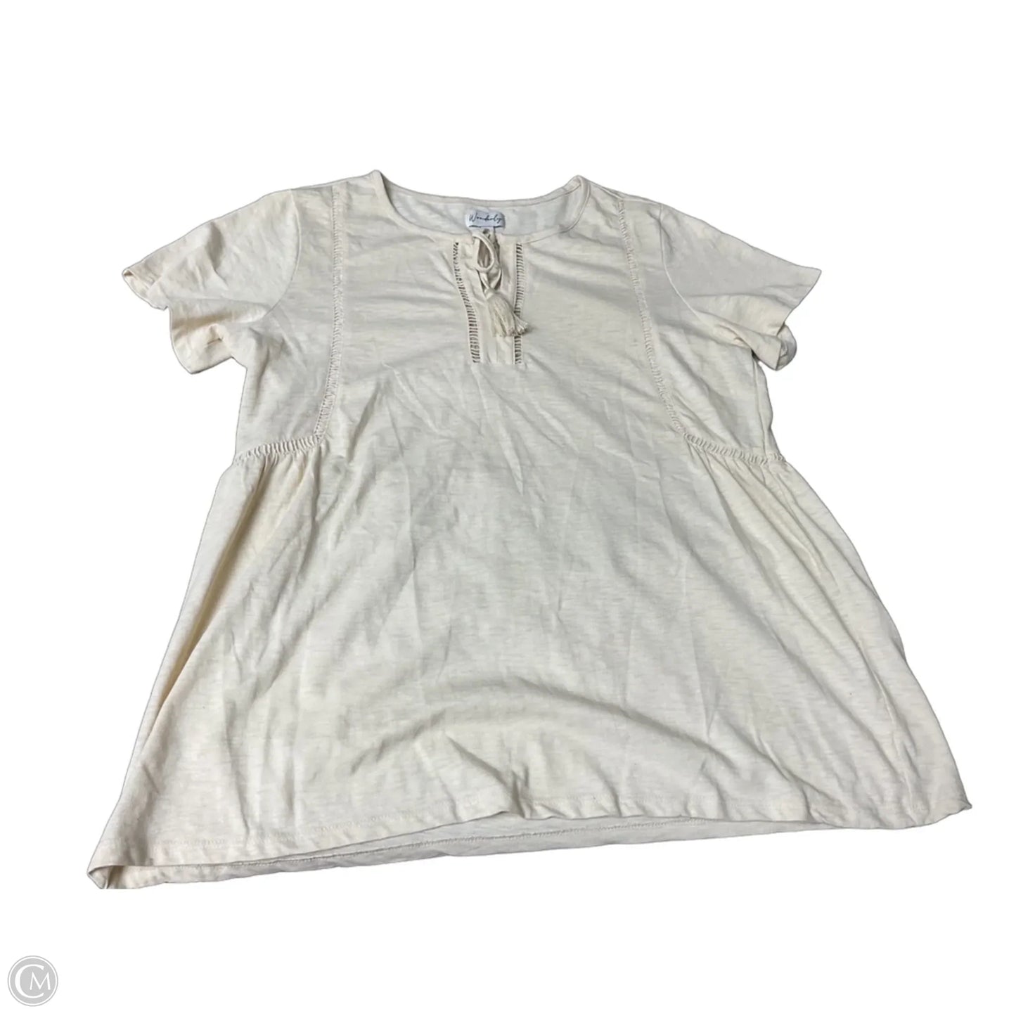 Top Short Sleeve By Wonderly In Cream, Size: M