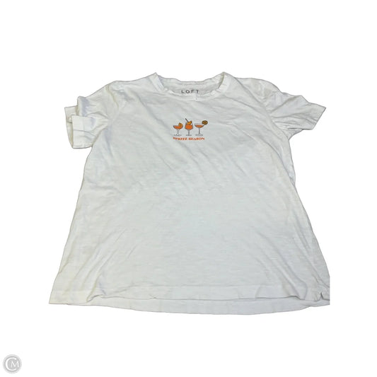 Top Short Sleeve Basic By Loft In Orange & White, Size: M