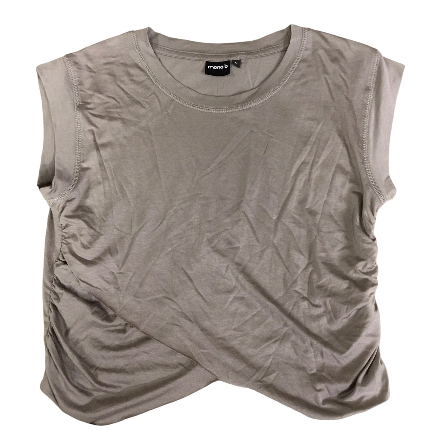 Top Short Sleeve By Mono B In Tan, Size: L