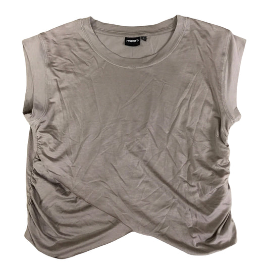 Top Short Sleeve By Mono B In Tan, Size: L