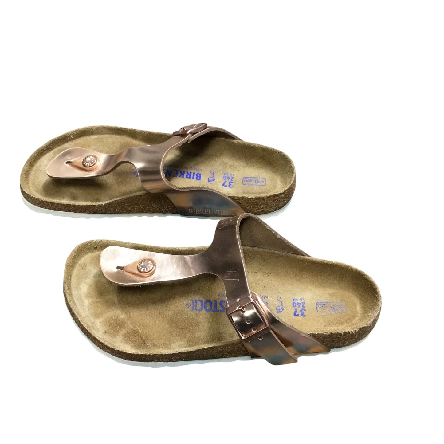 Sandals Flats By Birkenstock In Rose Gold, Size: 37