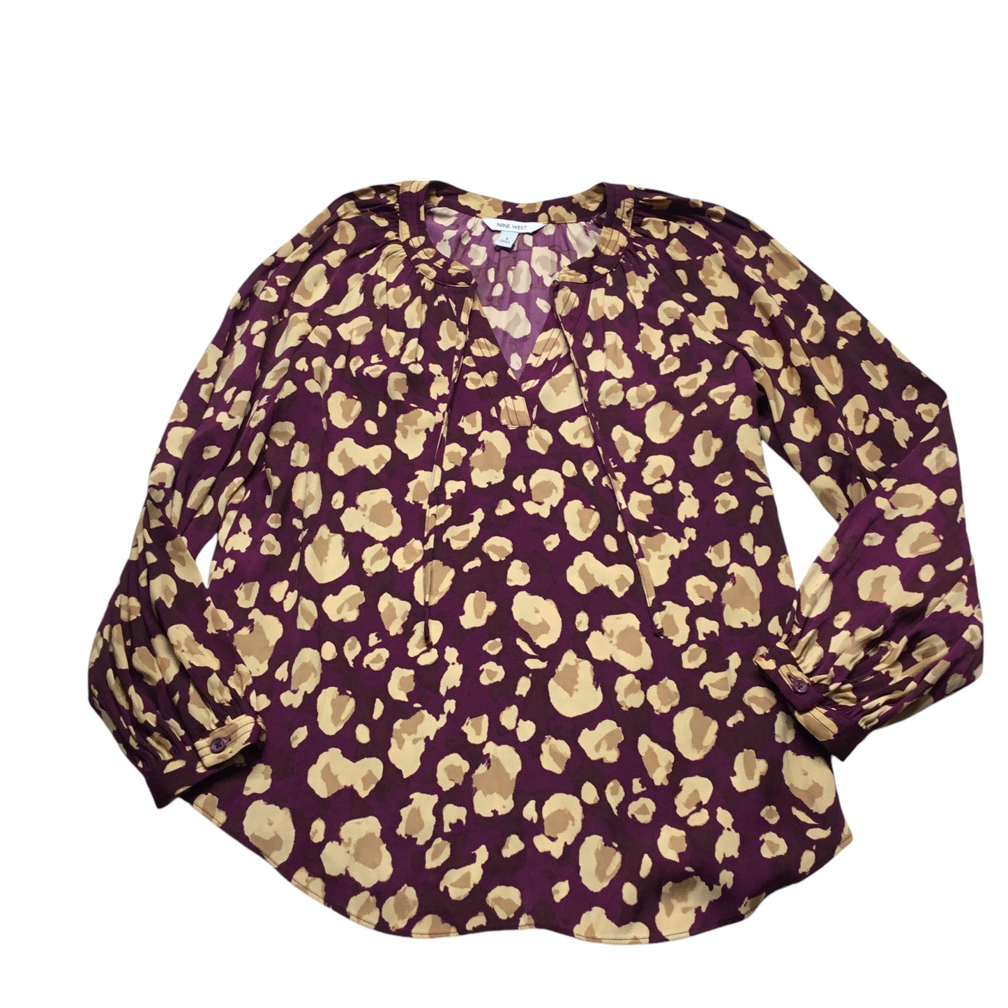 Top Long Sleeve By Nine West Apparel In Purple & Tan, Size: S