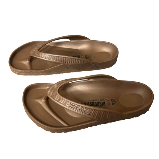 Sandals Flip Flops By Birkenstock In Bronze, Size: 38