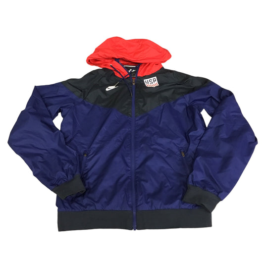 Athletic Jacket By Nike Apparel In Blue & Red & White, Size: S