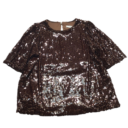 Top Short Sleeve By Loft In Brown, Size: M