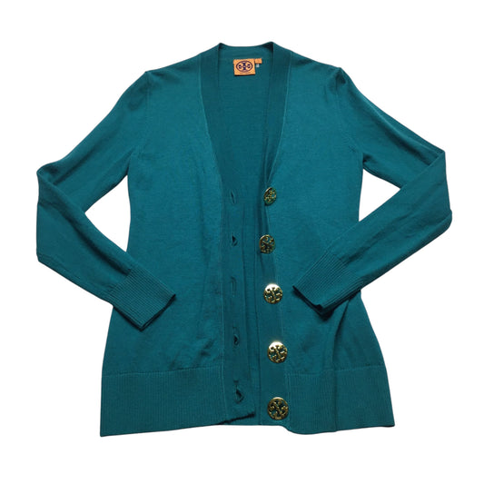 Sweater Cardigan By Tory Burch In Teal, Size: S