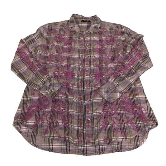 Top Long Sleeve By Johnny Was In Plaid Pattern, Size: Xs