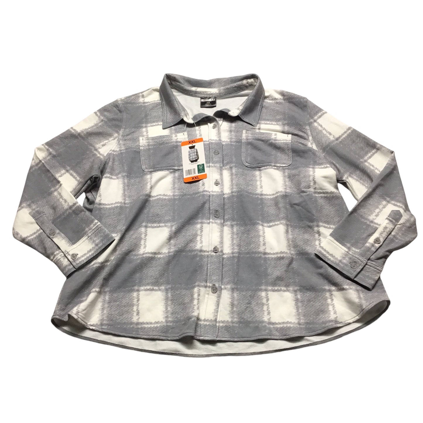 Top Long Sleeve By 32 Degrees In Grey & White, Size: Xxl