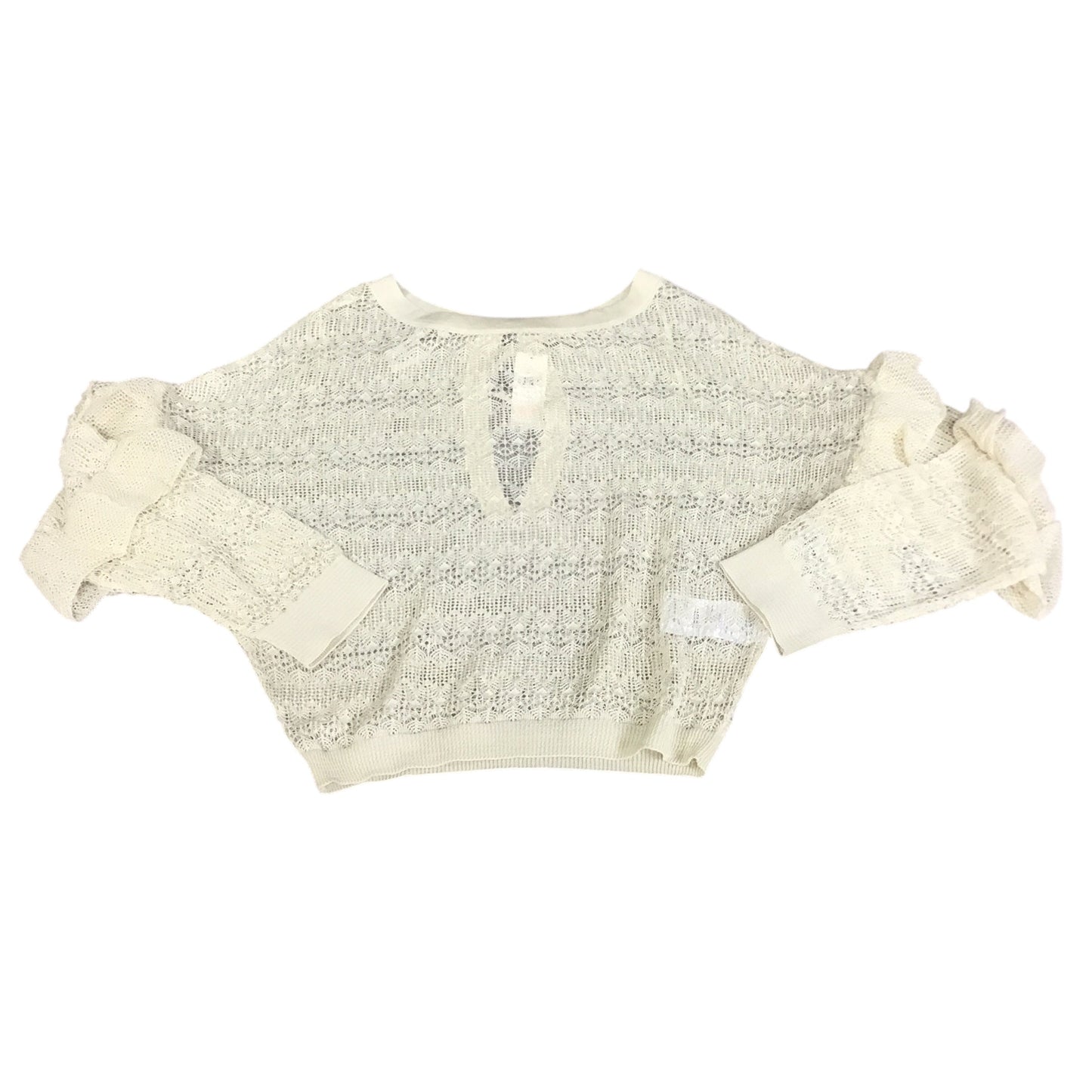 Top Long Sleeve By Anthropologie In Cream, Size: S