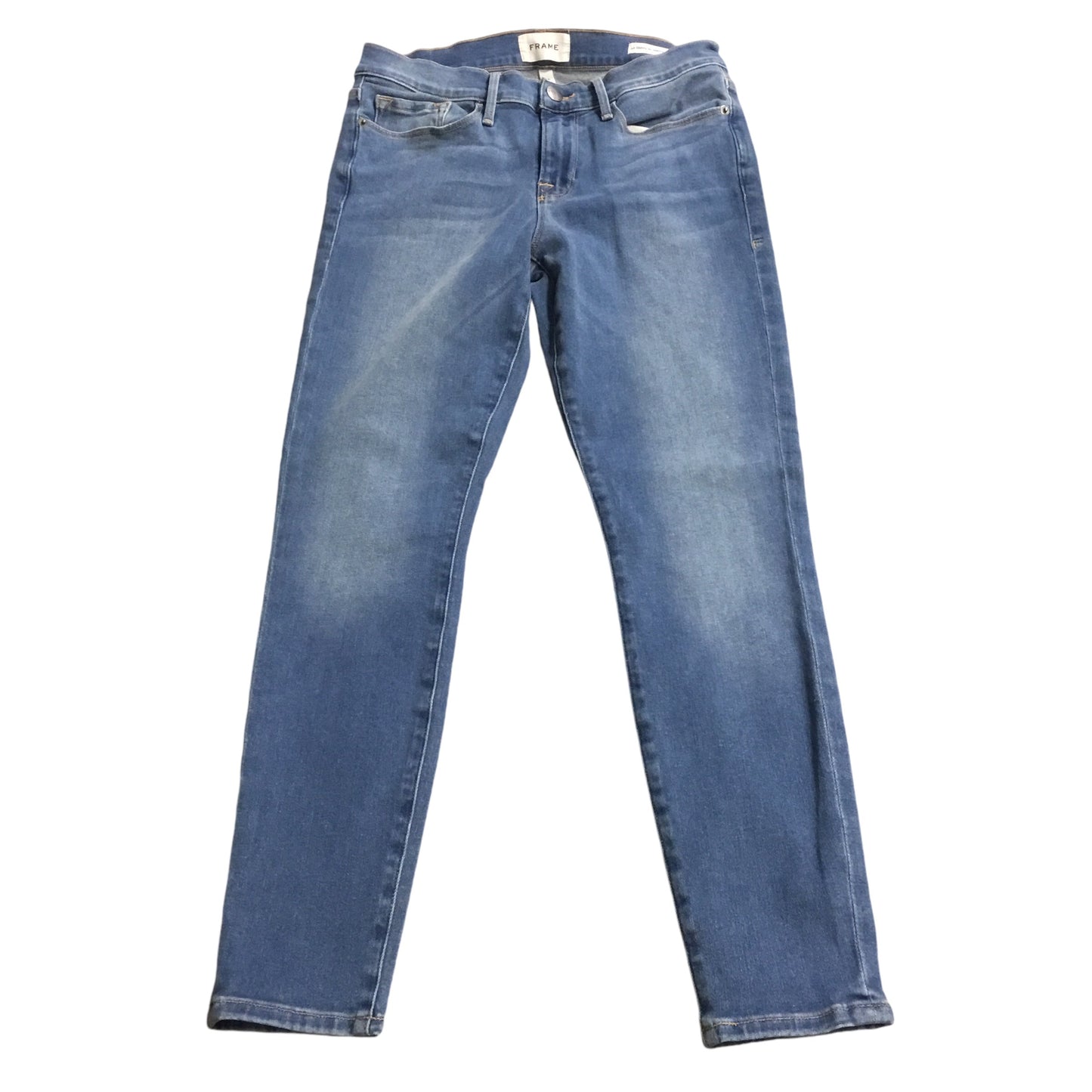 Jeans Skinny By Frame In Blue Denim, Size: 6