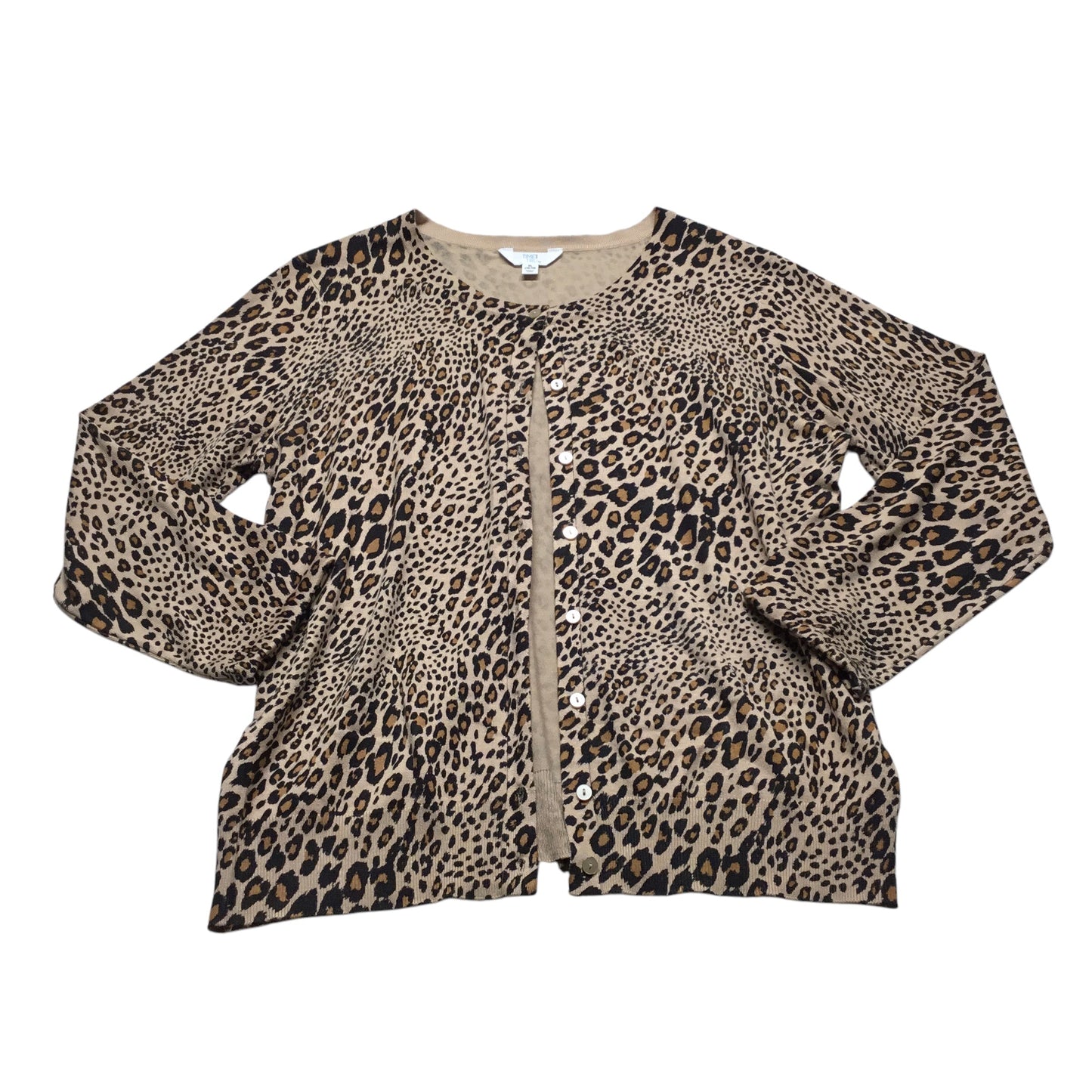 Cardigan By Time And Tru In Animal Print, Size: Xl