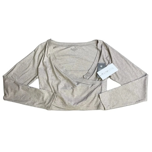 Athletic Top Long Sleeve Collar By Athleta In Beige, Size: M