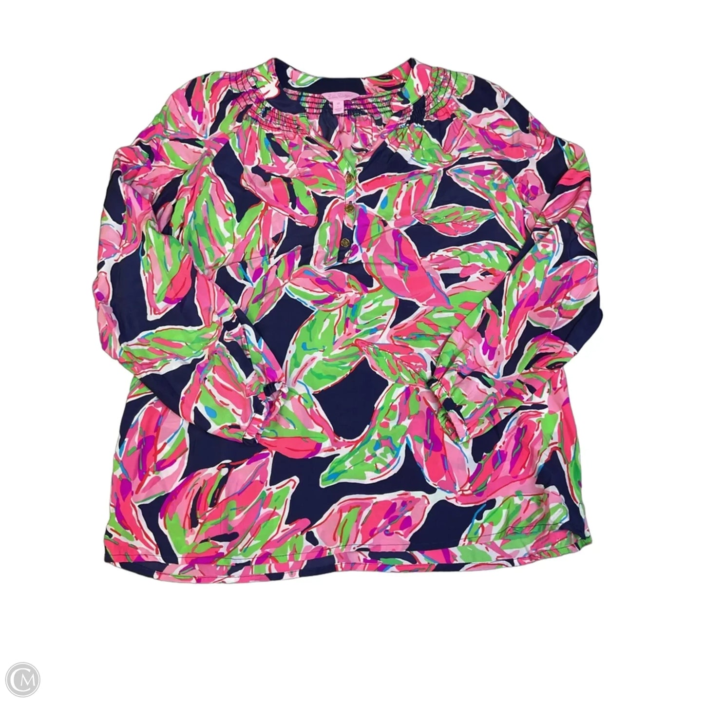 Blouse Designer By Lilly Pulitzer In Green & Pink, Size: Xs