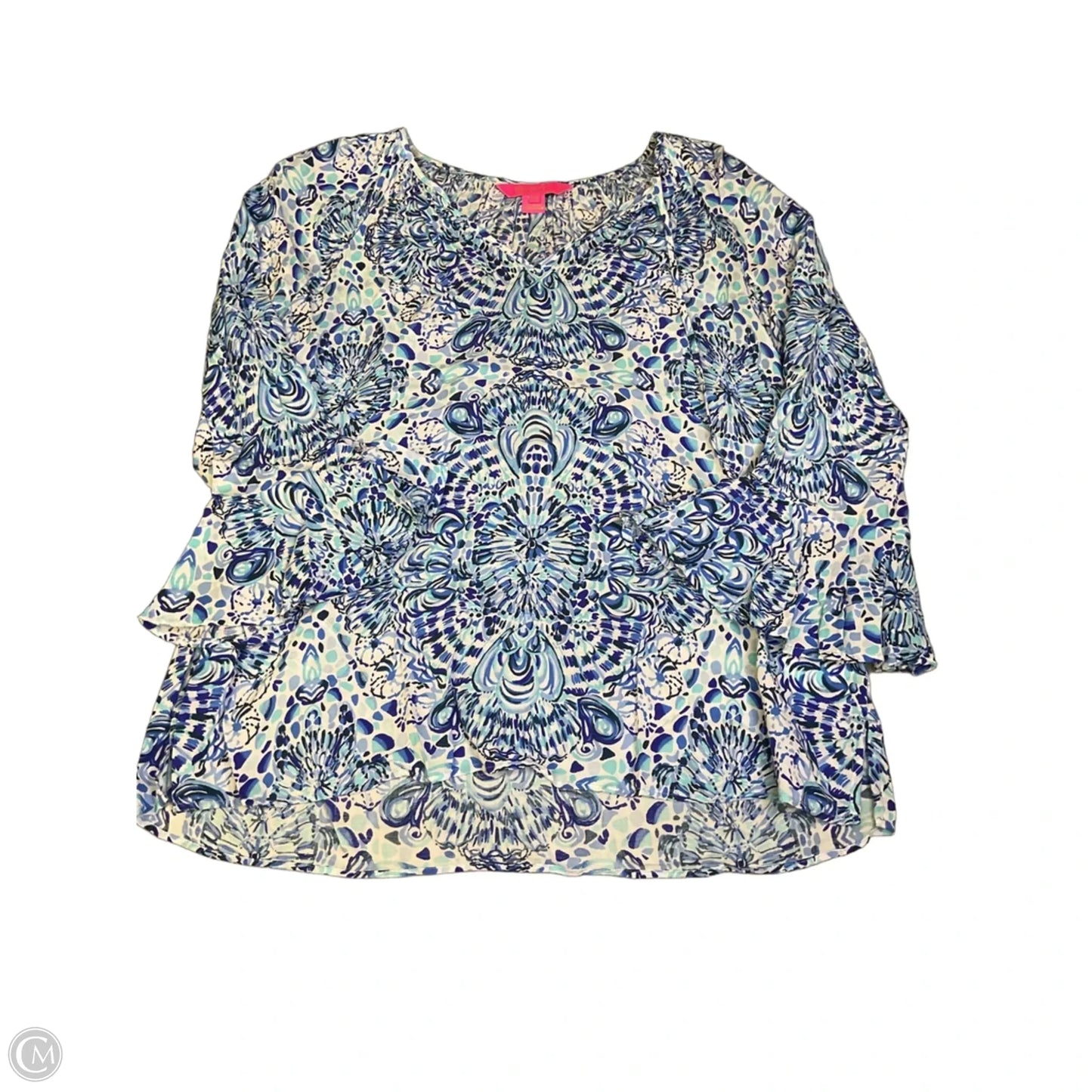Top Long Sleeve Designer By Lilly Pulitzer In Blue & White, Size: Xs