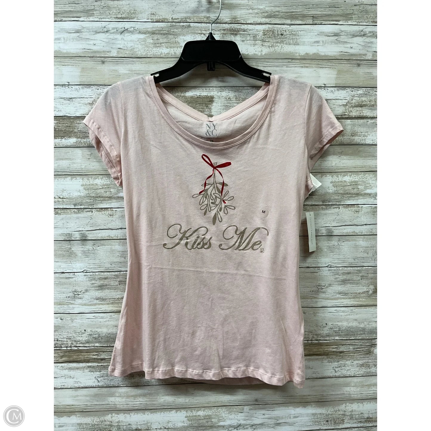 Top Short Sleeve By New York And Co In Light Pink, Size: M