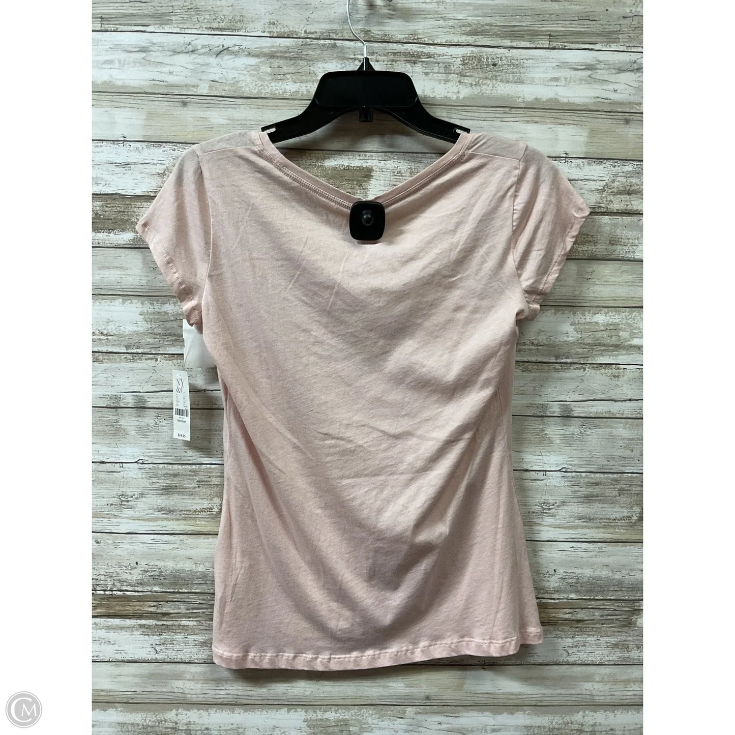Top Short Sleeve By New York And Co In Light Pink, Size: M