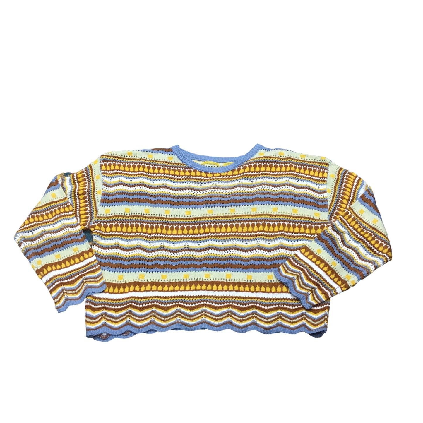 Blue Yellow Sweater Clothes Mentor, Size L