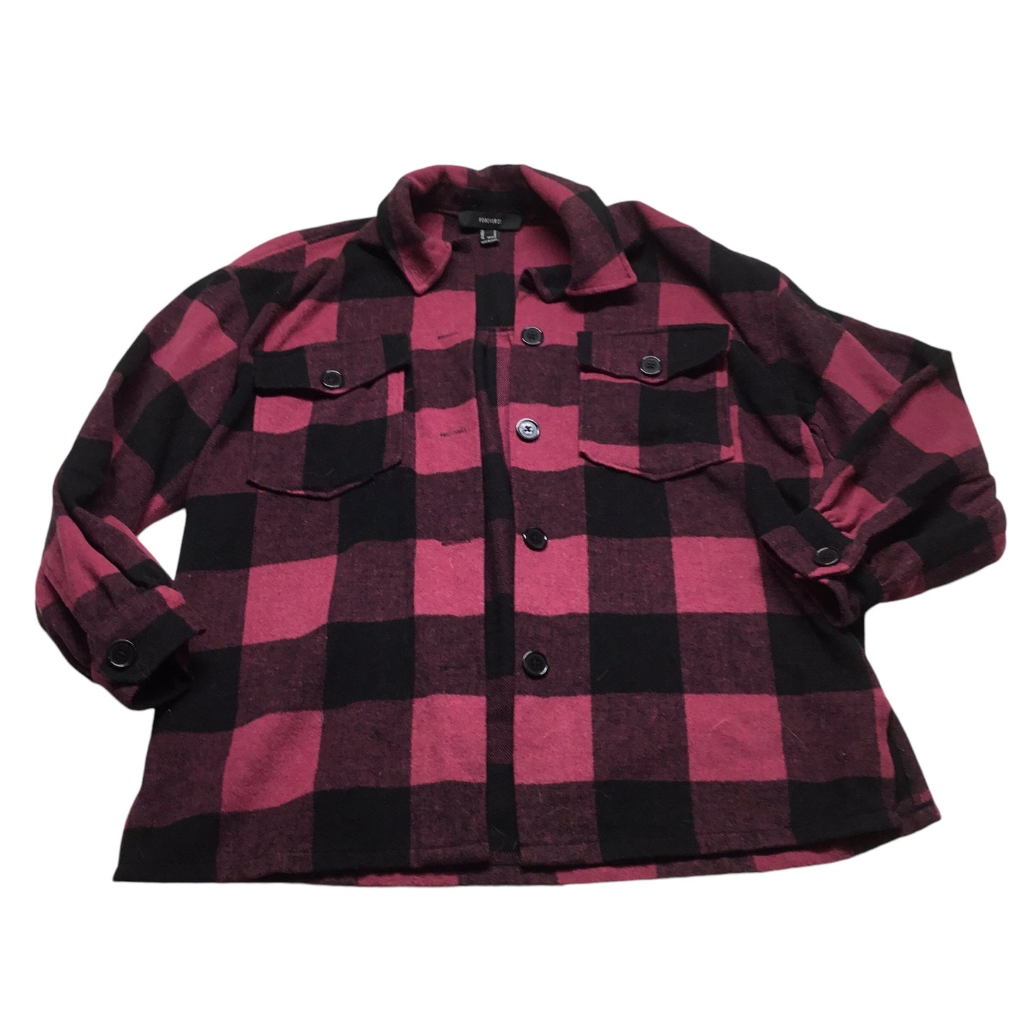 Jacket Shirt By Forever 21 In Pinkblack, Size: M