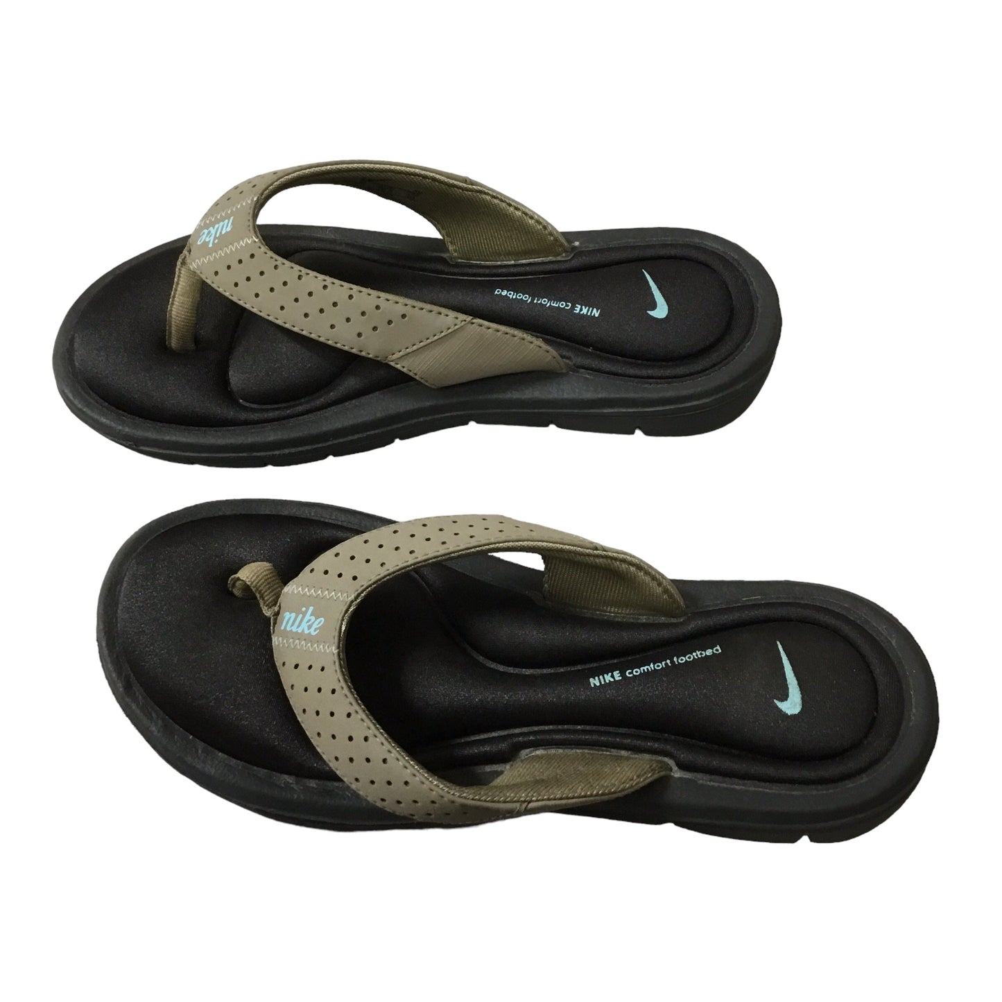 Tan Sandals Flip Flops Nike, Size 6