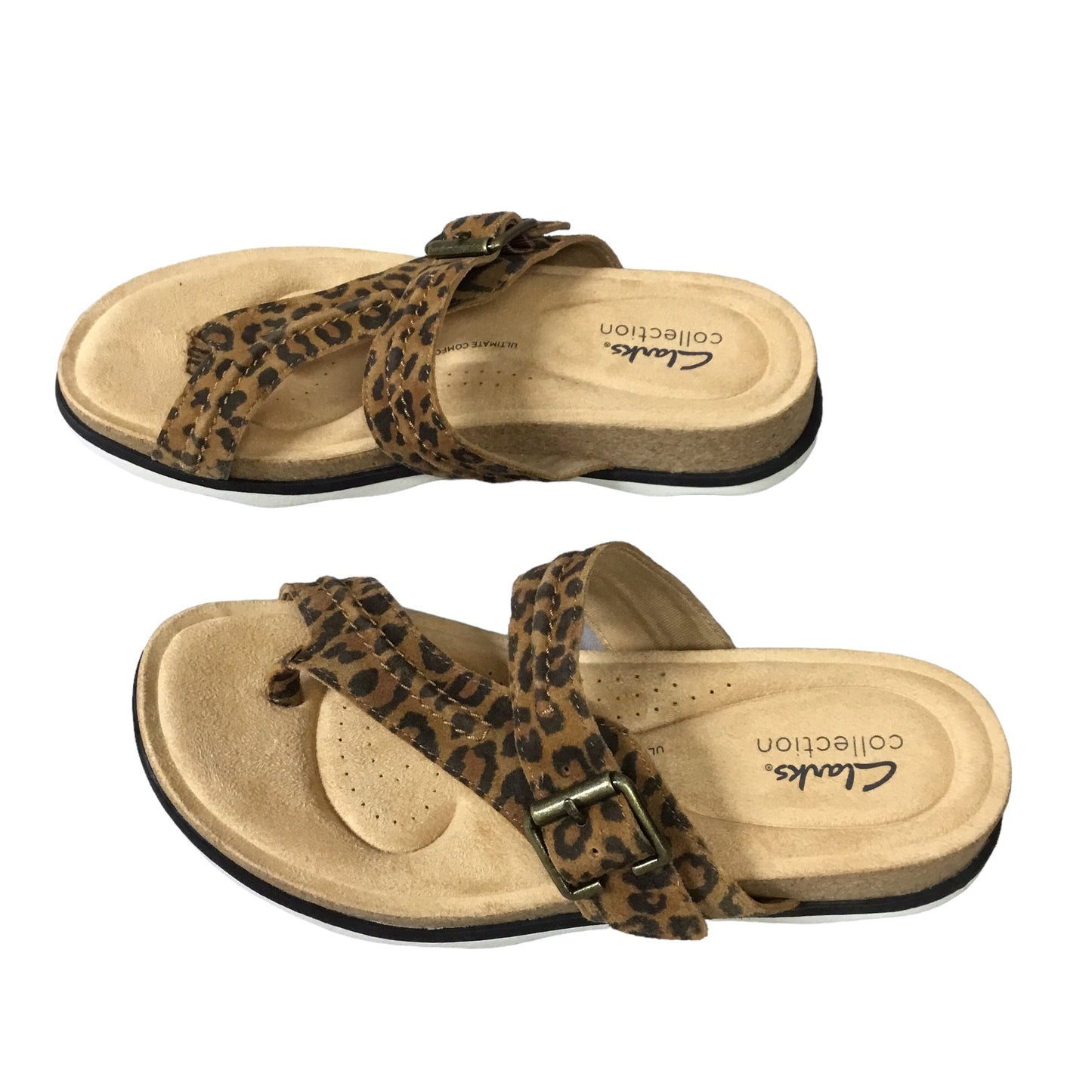 Animal Print Sandals Flats Clarks, Size 8