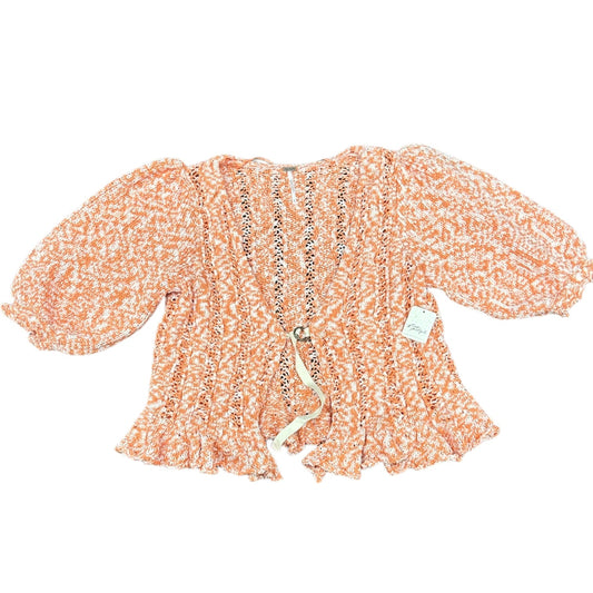 Cardigan By Free People In Orange & White, Size: L