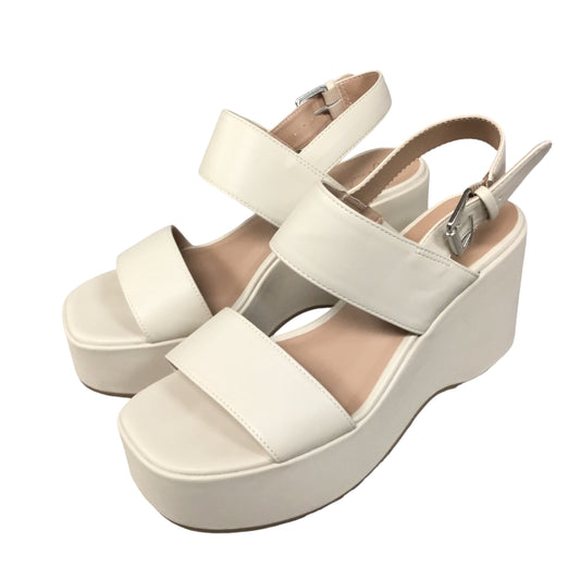 Sandals Heels Wedge By Wonderly In Cream, Size: 7