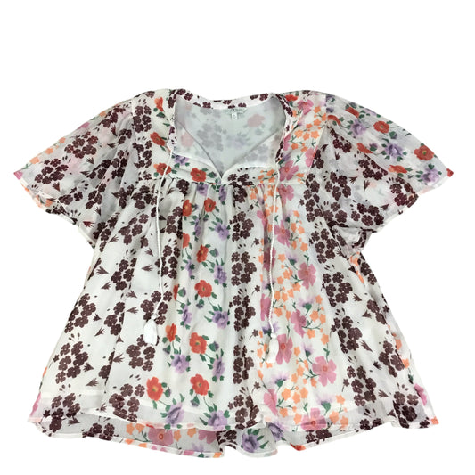 Top Short Sleeve By Lucky Brand In Floral Print, Size: Xl