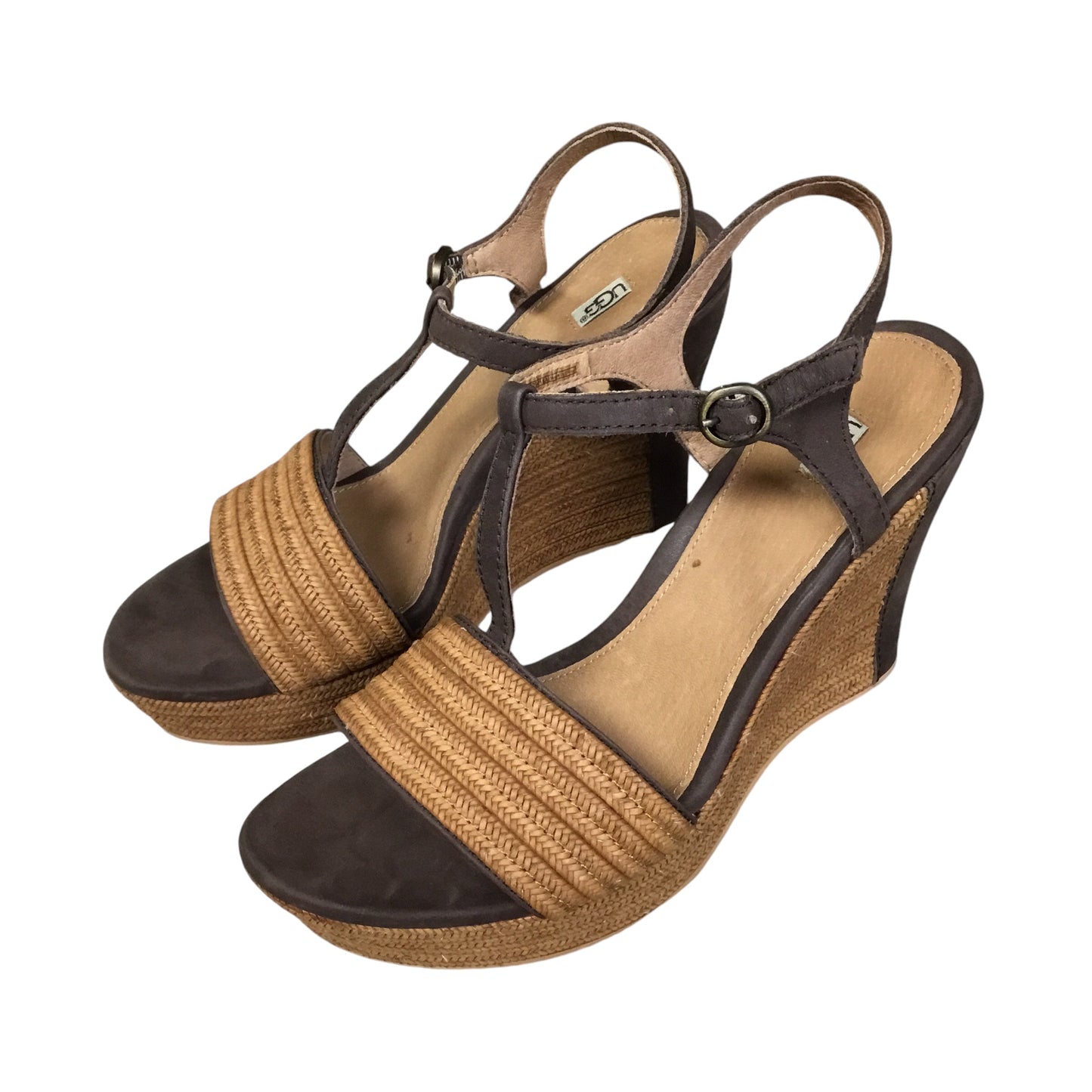 Sandals Heels Wedge By Ugg In Brown, Size: 8.5