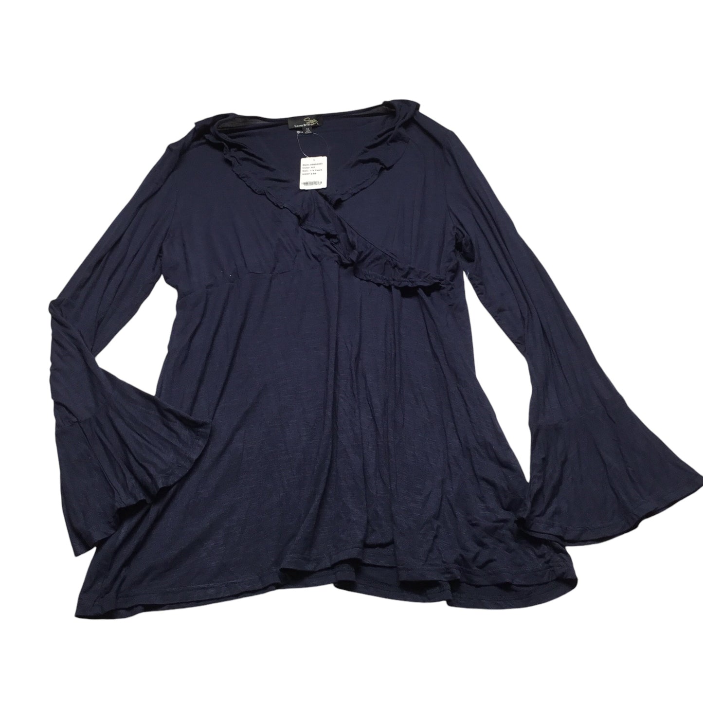 Top Long Sleeve By Suzanne Betro In Navy, Size: 1x