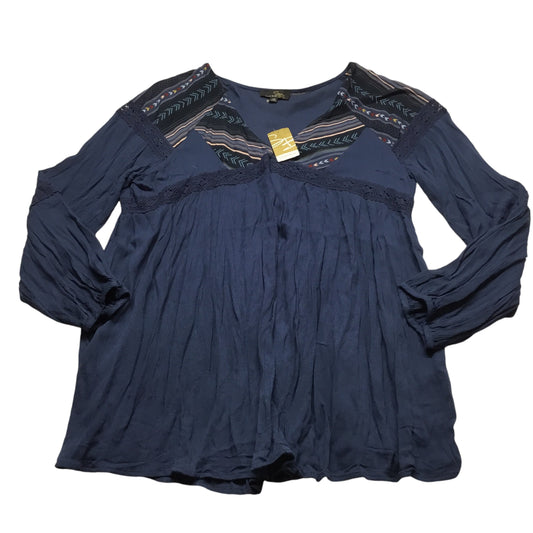 Top Long Sleeve By Suzanne Betro In Blue, Size: 1x