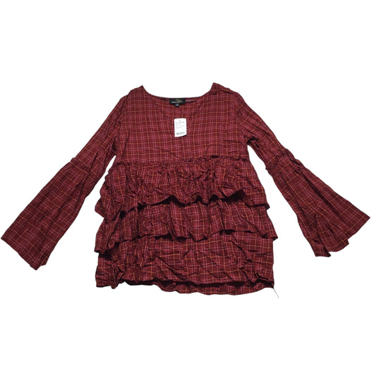 Top Long Sleeve By Suzanne Betro In Red, Size: 1x