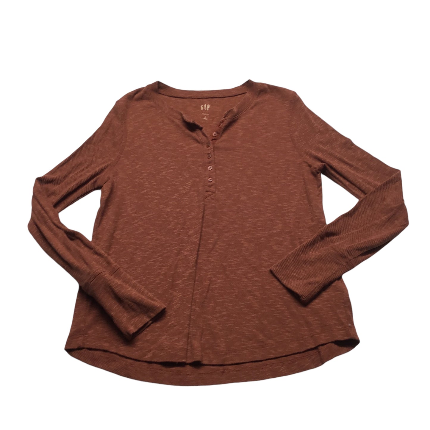 Top Long Sleeve Basic By Gap In Orange, Size: L