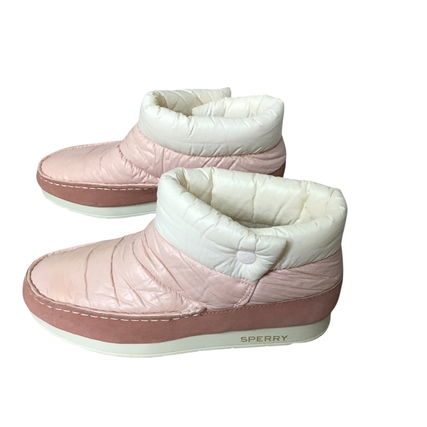 Boots Ankle Flats By Sperry In Pink & White, Size: 8.5