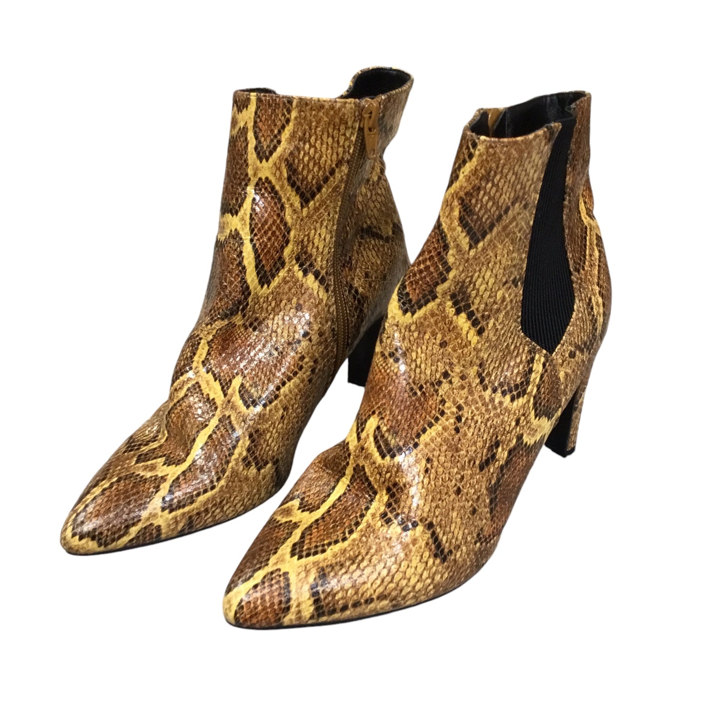 Boots Ankle Heels By Cato In Snakeskin Print, Size: 9