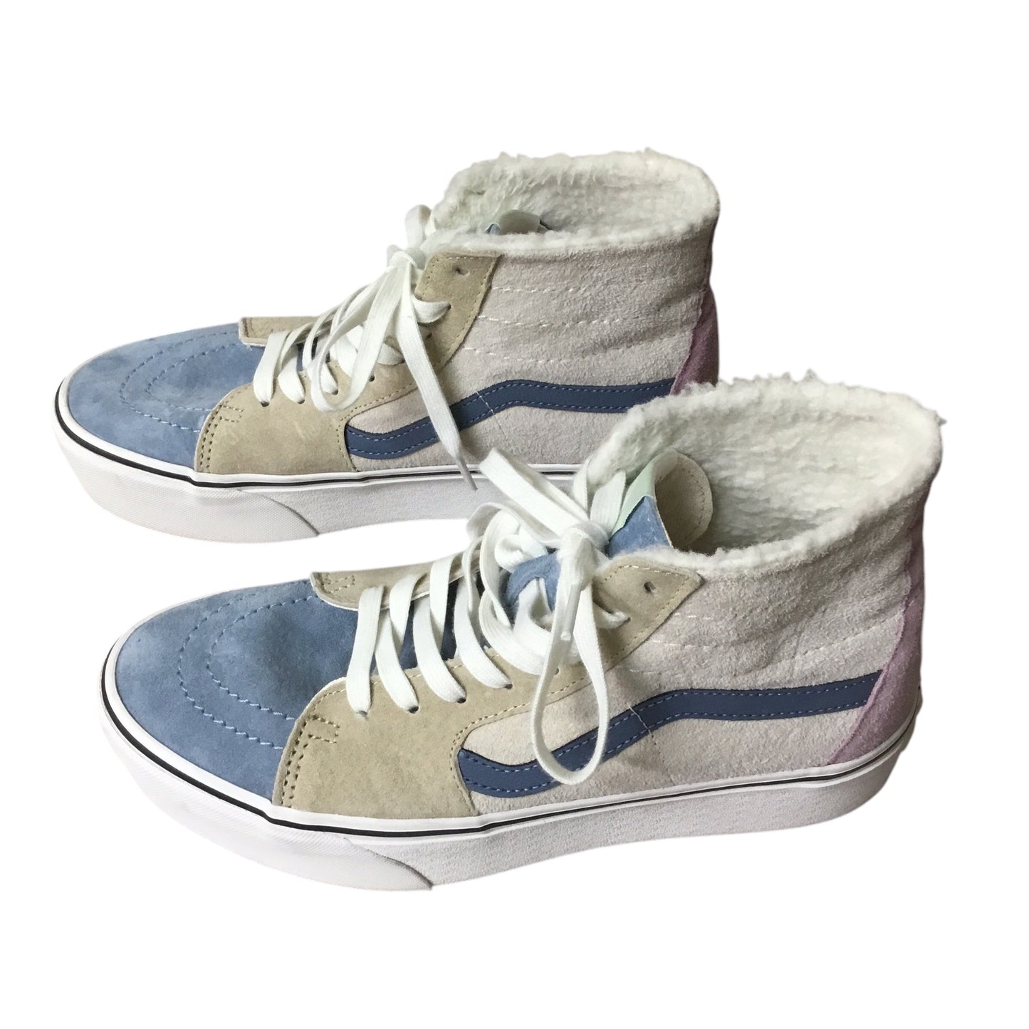 Shoes Flats By Vans In Blue & Cream, Size: 9.5