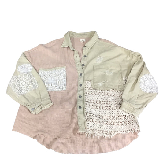 Jacket Shirt By Pol In Pink & Tan, Size: M