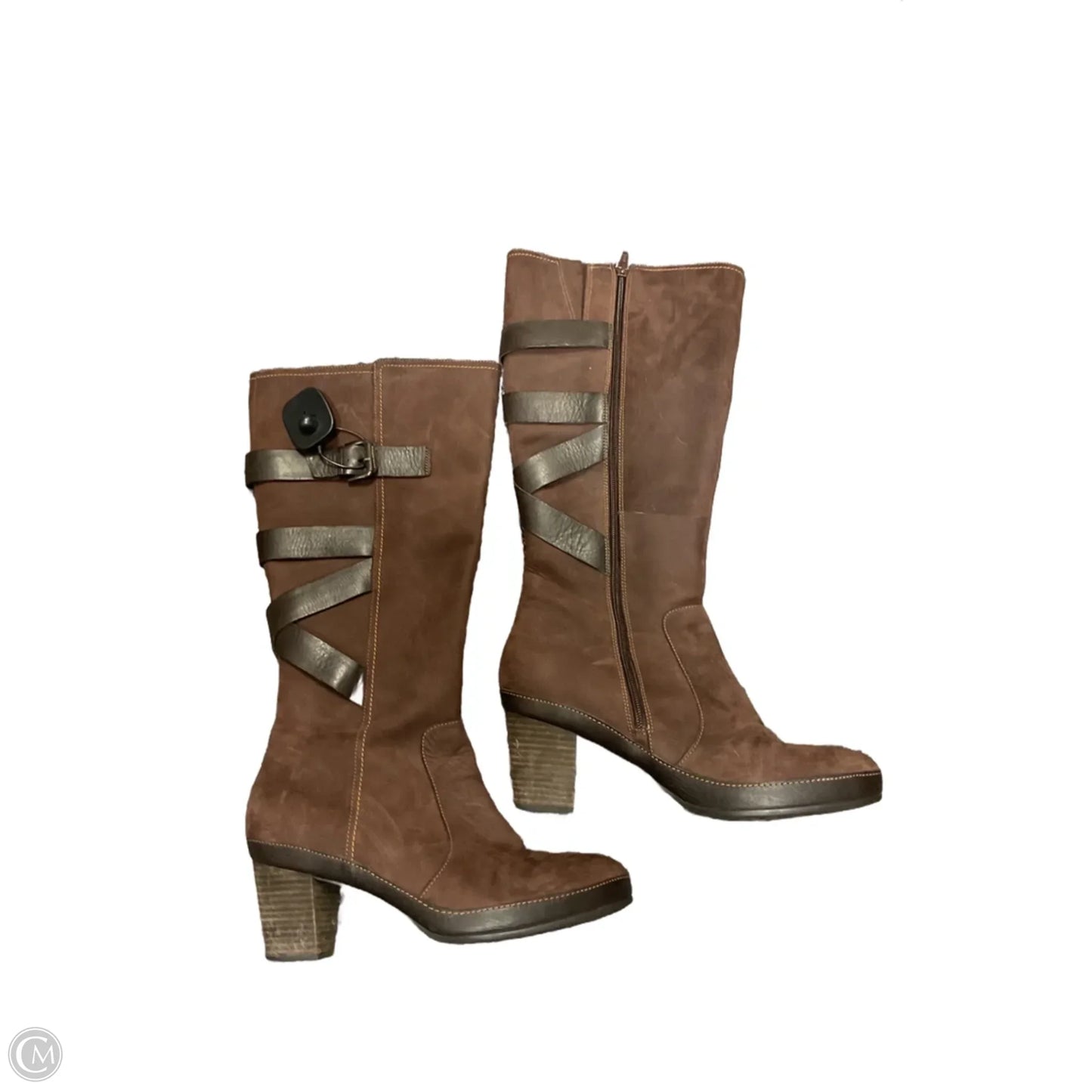 Boots Knee Heels By Clarks In Brown, Size: 11