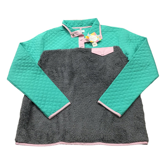 Sweatshirt Collar By Crown And Ivy In Green & Grey, Size: S