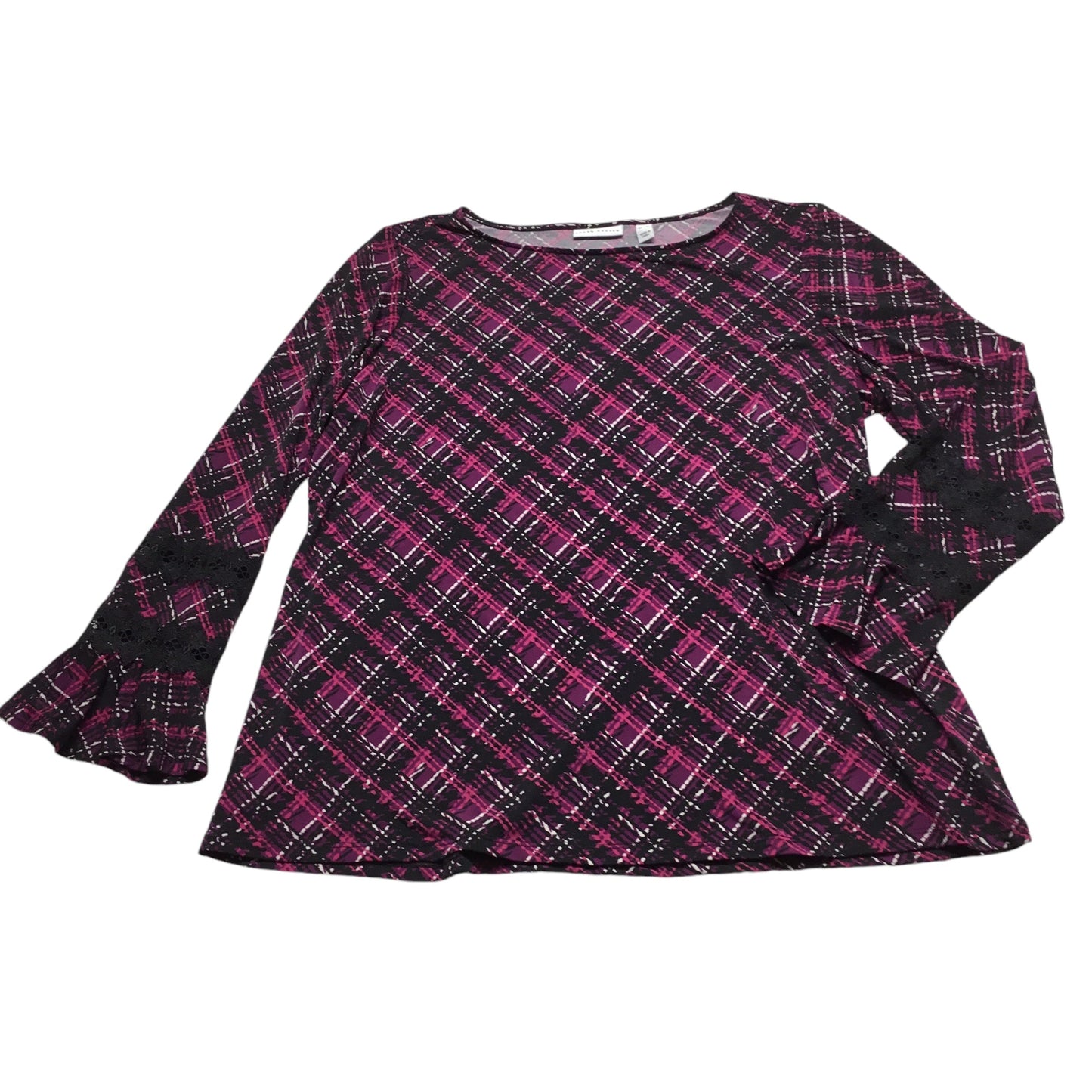 Top Long Sleeve By Susan Graver In Black & Purple, Size: Xl