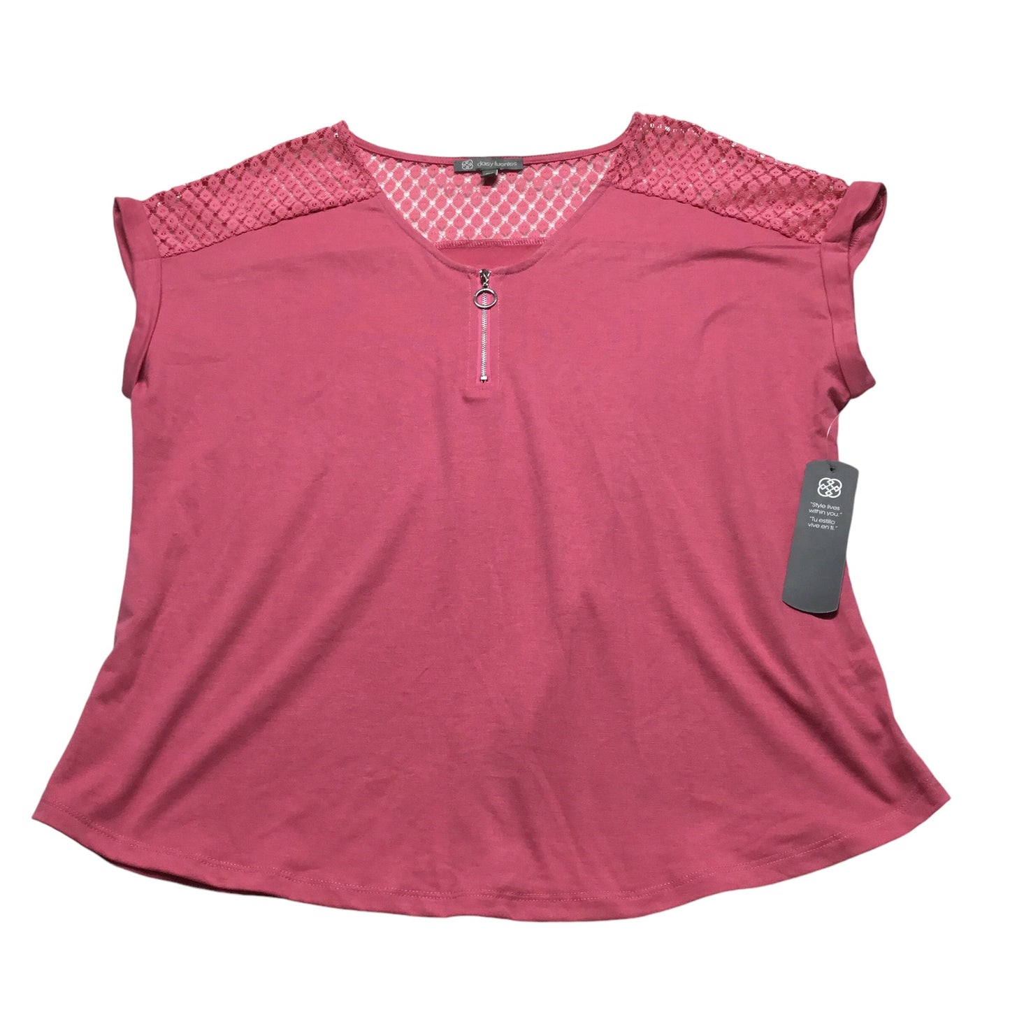 Top Short Sleeve By Daisy Fuentes In Pink, Size: 1x