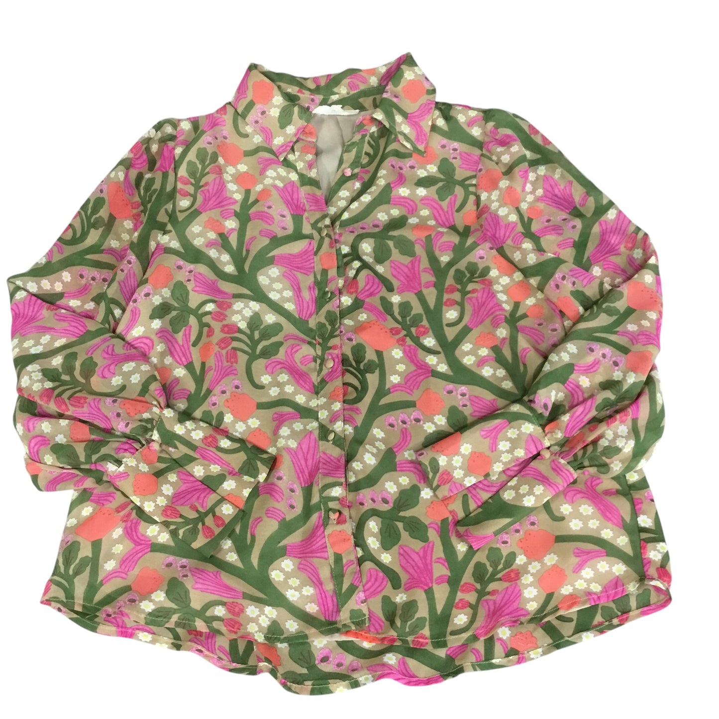 Top Long Sleeve By Entro In Green & Pink, Size: S