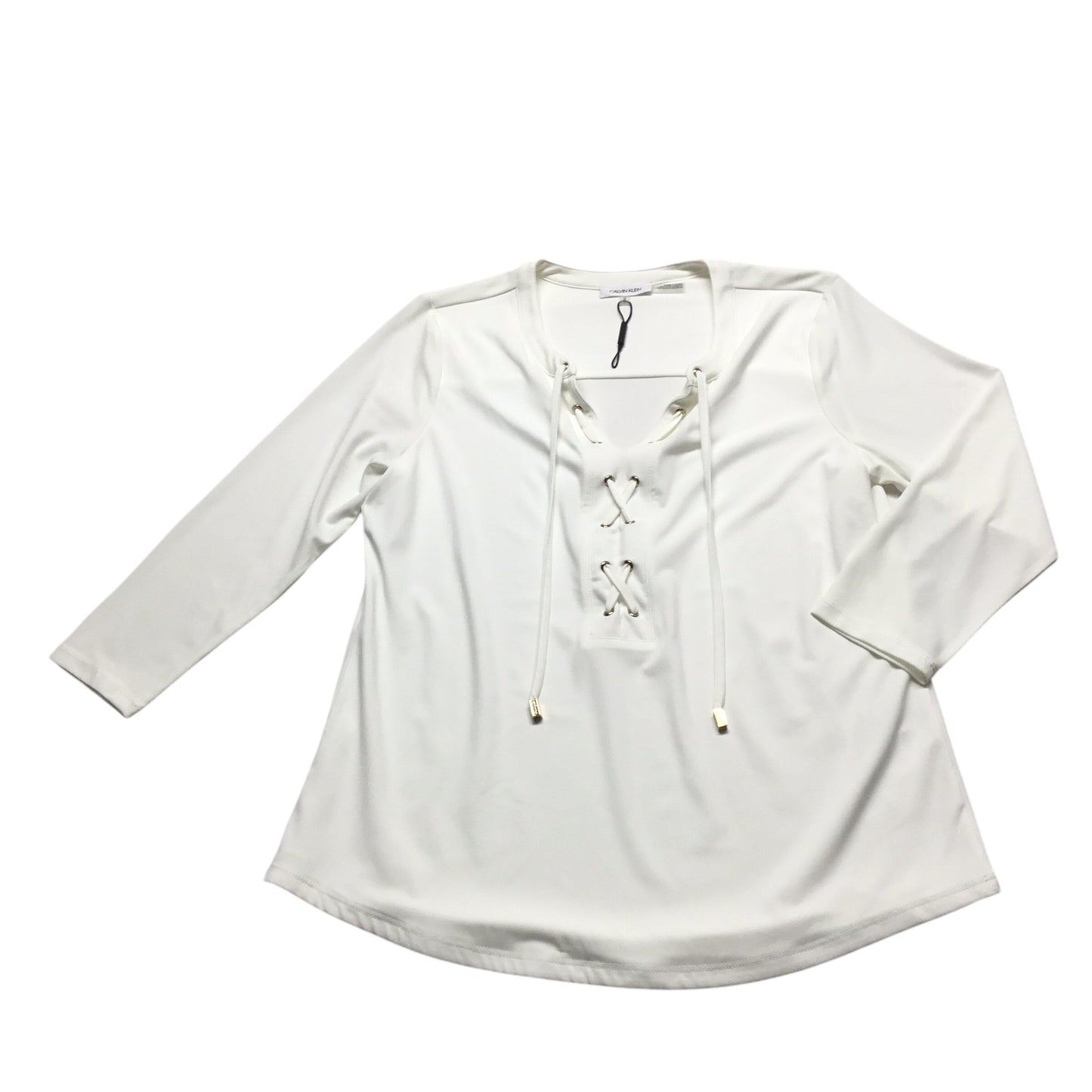 Top Long Sleeve Basic By Calvin Klein In White, Size: M