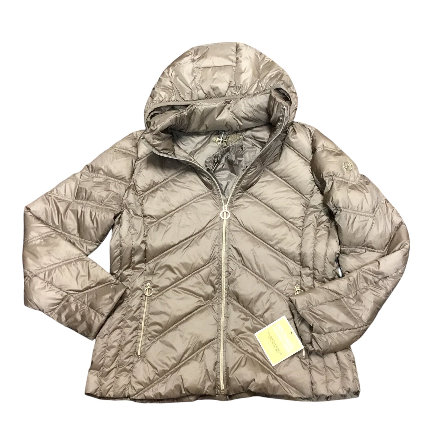 Jacket Puffer & Quilted By Michael By Michael Kors In Taupe, Size: L