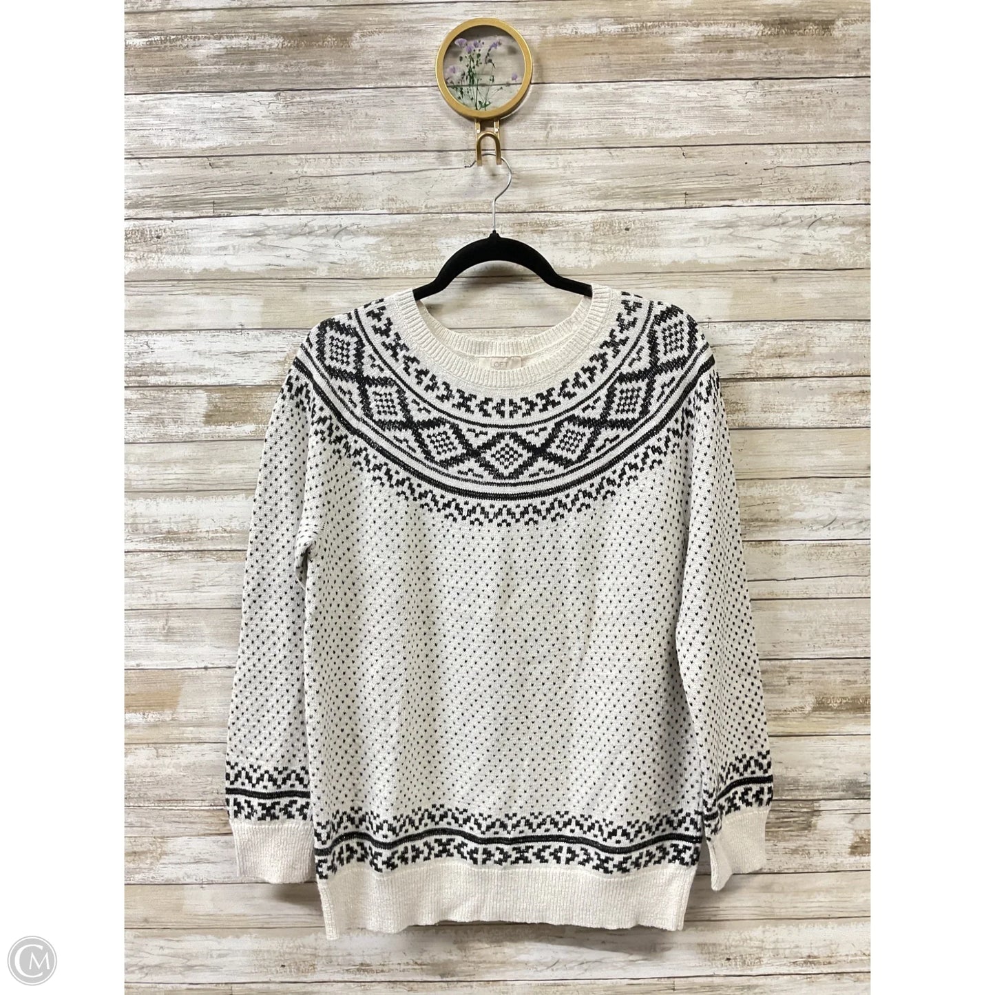 Sweater By Loft In Black & White, Size: L