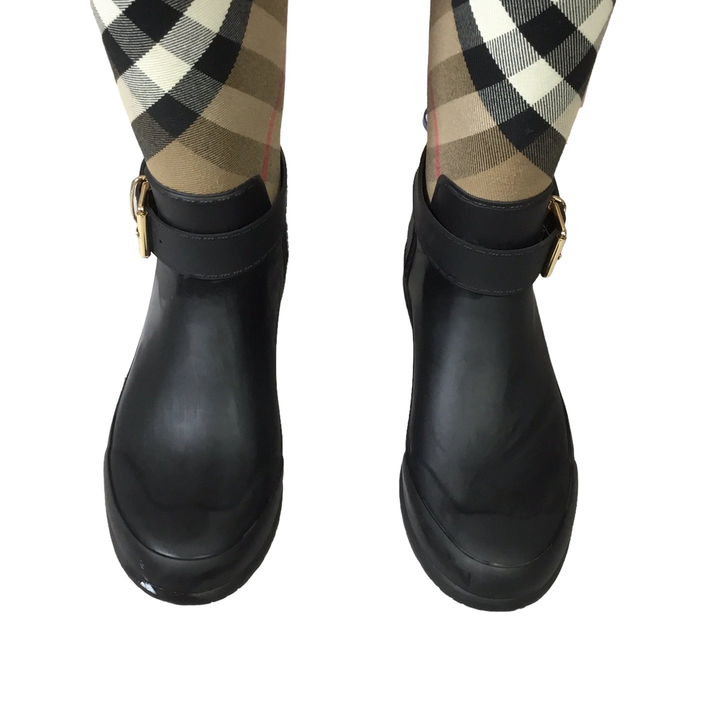 Plaid Pattern Boots Designer Burberry, Size 5