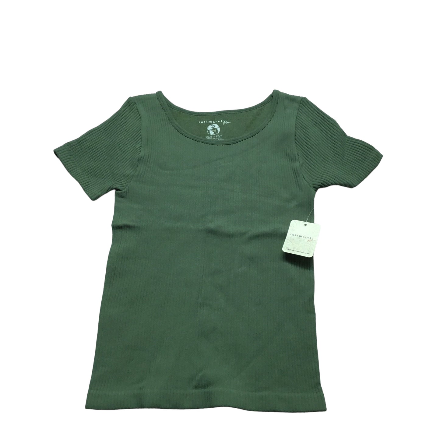 Green Top Short Sleeve Basic Free People, Size XS/S